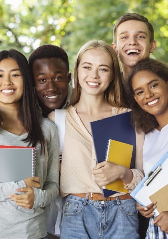 College students smiling