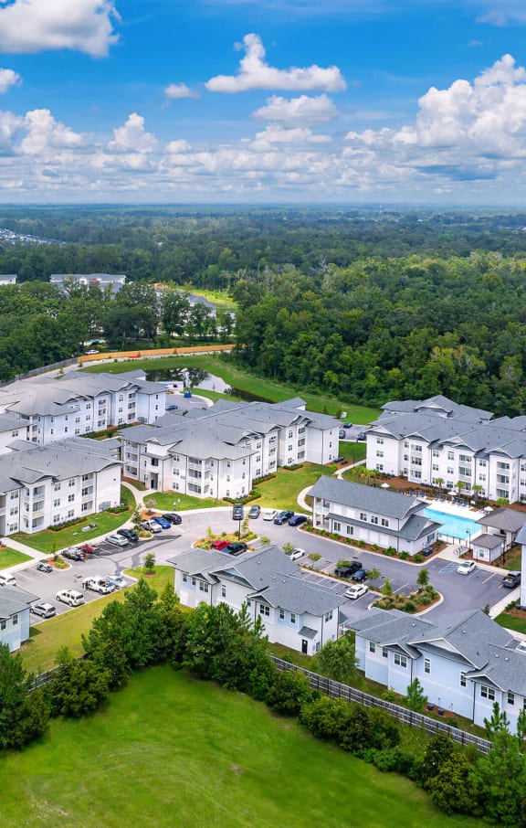 Aerial view of The Duke at Charleston apartments near Charleston, SC