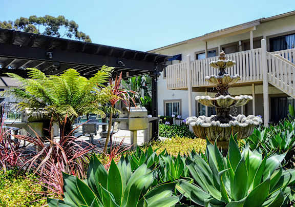 Garden Area at La Jolla Canyon Apartments, San Diego, CA 92121