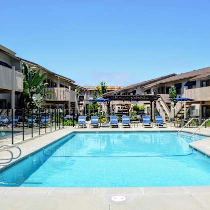 A large swimming pool at La Jolla Canyon Apartments, San Diego