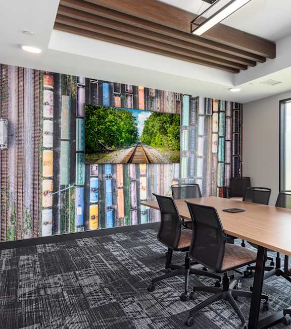Conference Room with Table and Chairs at The Rail, St. Louis, 63110