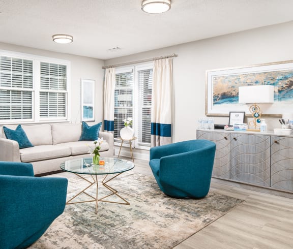 Bright Living Room at Elite at Lakeview in College Park, GA