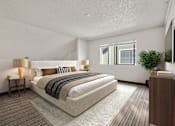 Thumbnail 5 of 29 - A bedroom with a large bed and a window. at AVIA Lofts on Parkway, Vancouver, WA 98662