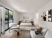 Thumbnail 11 of 29 - modern bedroom with sliding door at AVIA Lofts on Parkway, Washington , 98662
