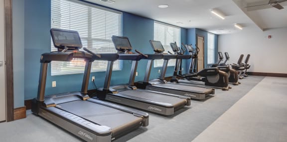 a row of treadmills in a fitness room
