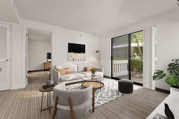 Living Room With Balcony at AVIA Lofts on Parkway, Washington