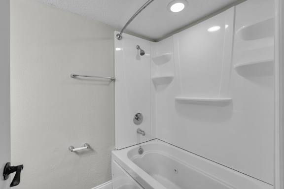 White bathtub at Avia Apartments at Reedy Creek, Kissimmee, Florida