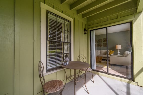 Patio at Laurel Oaks Apartments in Tampa, FL