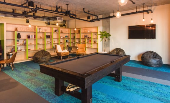 a pool table in the resident lounge