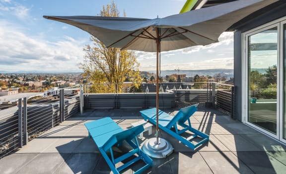 take in the views from the rooftop deck at the bradley braddock road station apartments