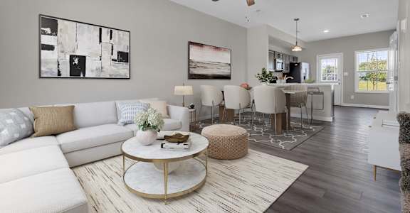 Bright Living Room and dining room view at Arrowood Farms, Tennessee