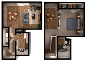 1 bed 1 bath A2 Floor Plan at Riverstone, Texas