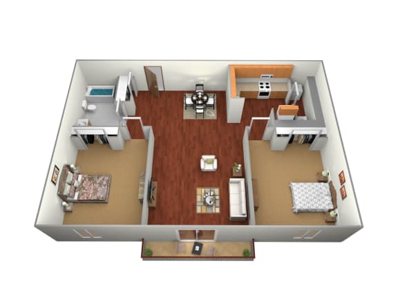 2 bed 1 bath Floor Plan at Lakestone Apartments, Moorhead, MN, 56560