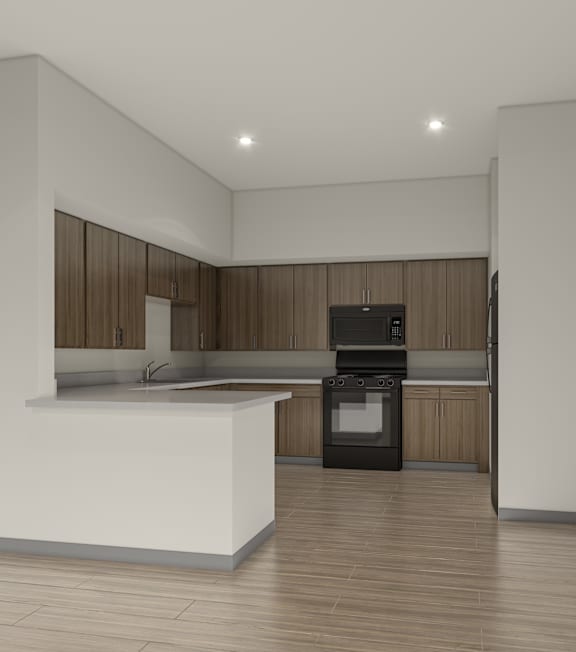 Fully Equipped Kitchens at Lakeland Affordable Apartments in Santa Fe Springs, CA