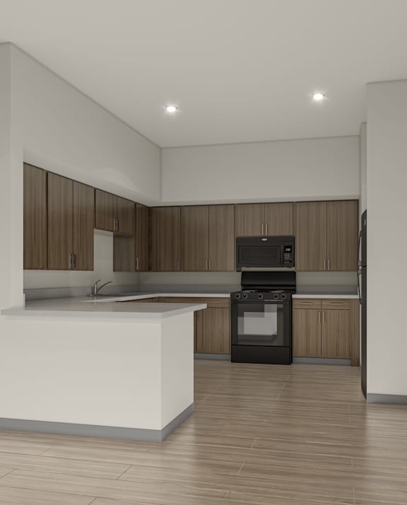 Modern Kitchens at Lakeland Senior Apartments in Santa Fe Springs CA