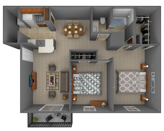 Floor Plan  2BR 1BA 2C-VL