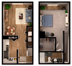 1 bed 1 bath A1 Floor Plan at Riverstone, Bryan