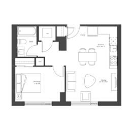  Floor Plan 1 Bedroom Plan 1C