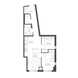  Floor Plan 2 Bedroom Plan 2D