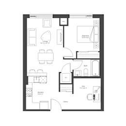  Floor Plan 1 Bedroom + Den Plan 1.5A