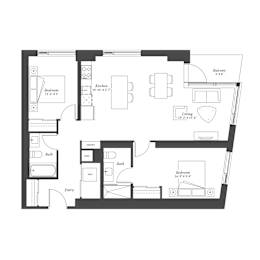  Floor Plan 2 Bedroom Plan 2B/XL