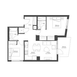  Floor Plan 2 Bedroom Plan 2C/XL