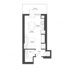  Floor Plan Studio Plan 0B/XL