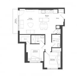  Floor Plan 2 Bed Plan 2A