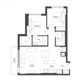  Floor Plan 2 Bed Plan 2B