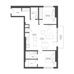  Floor Plan 2 Bed Plan 2C