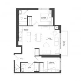  Floor Plan 2 Bed Plan 2F