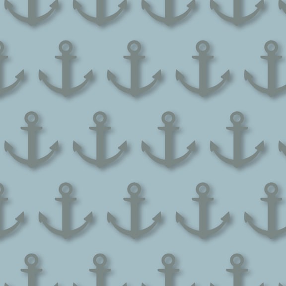 A pattern of grey anchors on a light blue background.