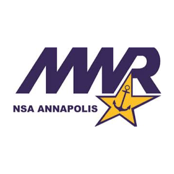 The image is of a logo with the letters MWR and a star with an anchor.