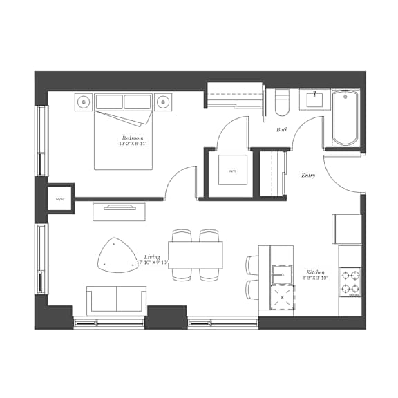 Floor Plan  1 Bedroom Plan 1A