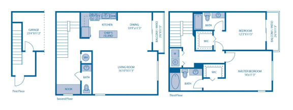 Two Bedroom Floor Plan Two Bedroom Floor Plan at Horizon at Miramar, Florida, 33025