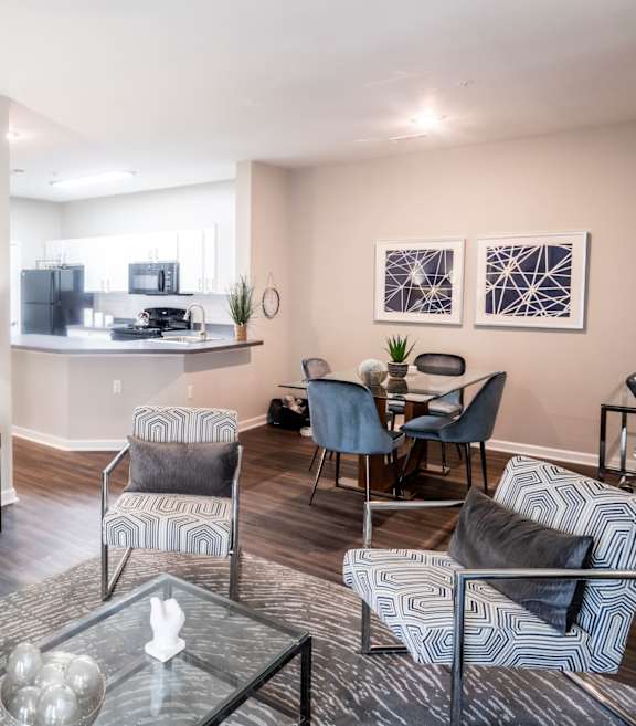 Modern Living Room at One Rocky Ridge Apartment Homes in Douglasville, GA