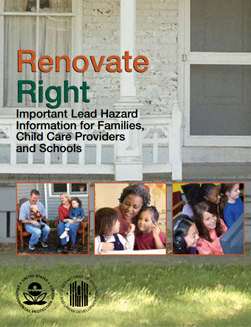 A cover of a book named Renovate Right with a family in the background.