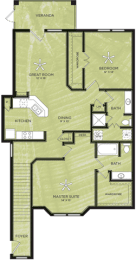 2 Bedroom 2 Bathroom Floor Plan
