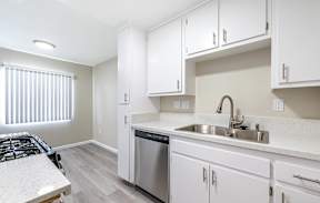 the preserve at ballantyne commons apartment kitchen and living room at Colima Terrace Apts, Rowland Heights, 91748