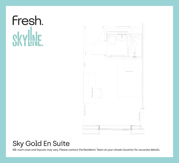 Floor Plan  Skyline, Bournemouth, Sky Gold En Suite Floor Plan