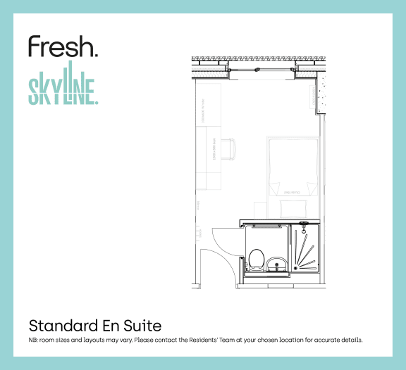 Floor Plan  Skyline, Bournemouth, Standard En Suite Floor Plan