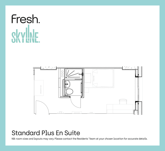 Floor Plan  Skyline, Bournemouth, Standard Plus En Suite Floor Plan