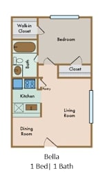 Floor Plan  LaVita on Lovers Lane 1 bedroom 1 bathroom floor plan