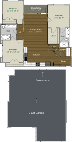 Our C.1 floor plan with 2 car garage Our C.1 floor plan with 2 car garage at Apartments @ Eleven240, North Carolina, 28216