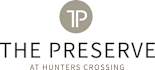 A logo with the letters TP and the words "The Preserve at Hunters Crossing".