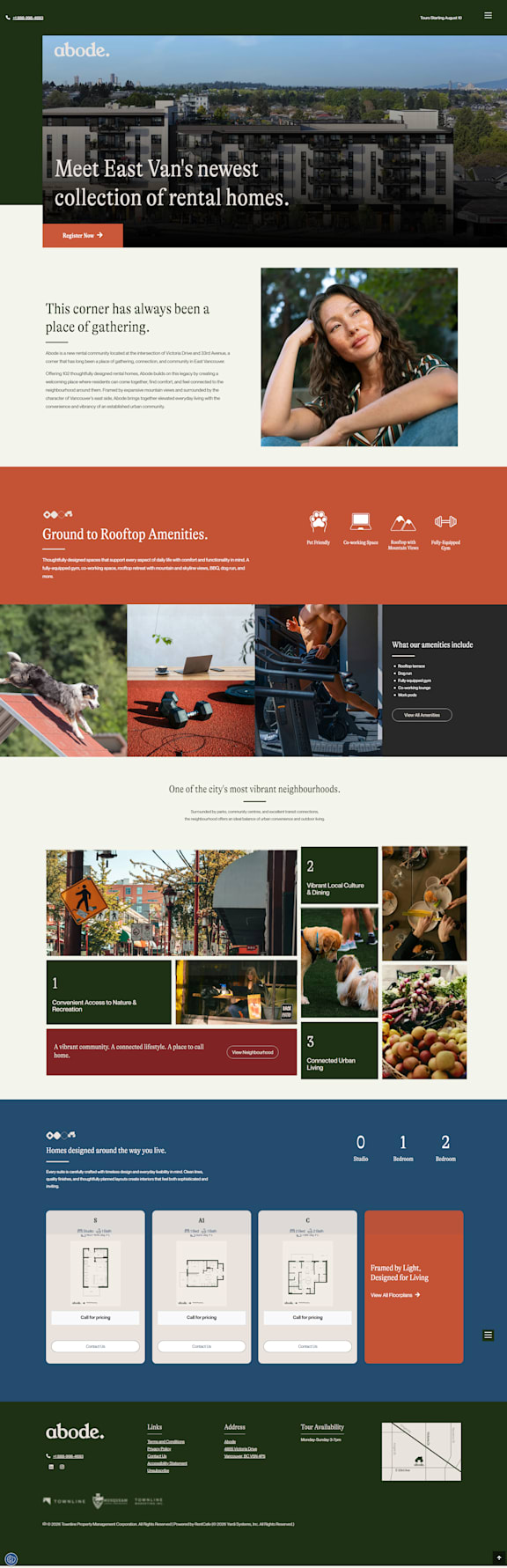 A webpage showcasing a collection of rental homes by Fast Van.