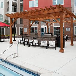 Gazebo With Multiple Built-In Stainless Barbecue Grills at Link Apartments® Brookstown, North Carolina, 27101