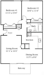  Floor Plan Two Bedroom