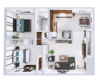  Floor Plan Phase 1 - 2 Bed, 1 Bath Garden Deluxe
