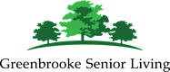 A graphic of a green hill with four trees.
